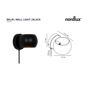 Nordlux Belir Indoor Spotlight Wall Light in Black (Height) 11cm