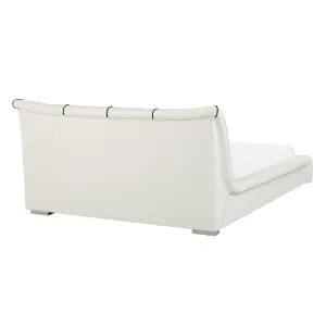 Leather EU Double Bed White NANTES