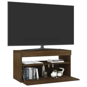 Berkfield TV Cabinet with LED Lights Brown Oak 75x35x40 cm