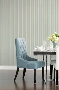 Galerie Smart Stripes 3 Green Pinstripe Smooth Wallpaper