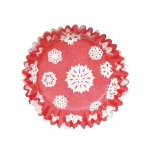 Snowflake Christmas Muffin and Cupcake Cases (Pack of 54) Red/White (One Size)