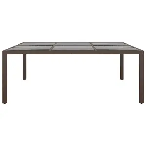 Berkfield Garden Table with Glass Top Brown 200x150x75 cm Rattan