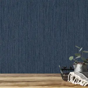 Muriva Blue Texture Metallic & glitter effect Embossed Wallpaper