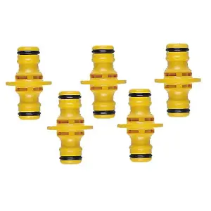 5 Hozelock Double Male Connectors 2291 Garden Hose Pipe Fitting Attachment Pack