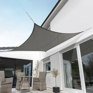 Kookaburra 3m Square Waterproof Charcoal Garden Patio Sun Shade Sail Canopy 98% UV Block with Free Rope