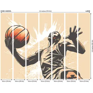 Origin Murals Graphic Basketball Player Orange Paste the Wall Mural 350cm wide x 280m high