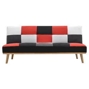 Red 3 Seat Fabric Sofa Couch Bed 3 Color Patchwork Checkered Sofabed