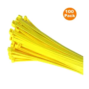 100 x Fluorescent Yellow Cable Ties 200 x 4.8mm / Extra Strong Zip Tie Wraps