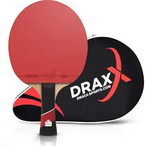 DRAXX Table Tennis Bat | 5 Stars Grade | Carbon & Premium Rubber | Competition Ping Pong Bat | Intermediate/Advanced | Beginner & PRO Players |