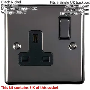 BLACK NICKEL House Socket & Switch Set -14 Light & 26 Switched UK Power Sockets