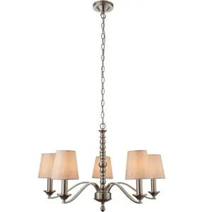 Hanging Ceiling Pendant Light SATIN NICKEL 5x Shade Lamp Bulb Holder Fitting