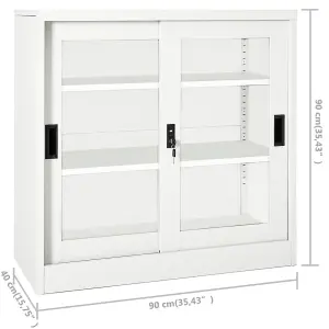 Berkfield Sliding Door Cabinet White 90x40x90 cm Steel