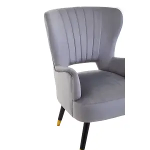 Interiors by Premier Grey Velvet Cut Out Back Chair, Sturdy Support Homebase Chair, Built to Last Velvet Desk Chair