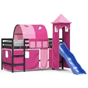 Berkfield Kids' Loft Bed with Tower without Mattress Pink 80x200 cm