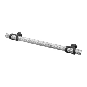 DecorAndDecor - AMELIA Polished Nickel & Matt Black Knurled T-Bar Kitchen Cabinet Pull Handles - 320mm - Pair