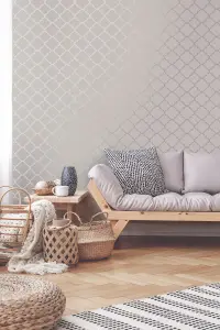 Superfresco Silk Trellis Geometric Neutral Metallic Wallpaper