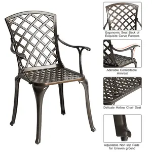 Costway Outdoor Metal Dining Chairs Set of 2 Cast Aluminum Patio Chairs