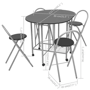 Berkfield Five Piece Folding Dining Set MDF Black