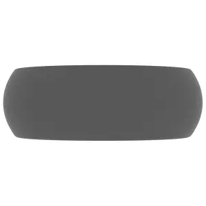 Berkfield Luxury Wash Basin Round Matt Dark Grey 40x15 cm Ceramic