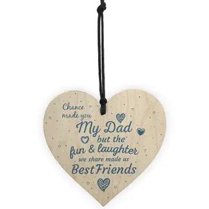 Red Ocean Chance Made You My Dad Fathers Day Wooden Hanging Heart Sign Keepsake Gift From Daughter Son