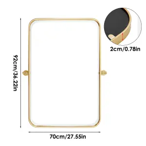 Metal Rectangular Decorative Wall Mounted Mirror in Gold