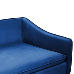 Beliani Modern Velvet Sofa Navy Blue AURE