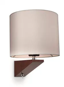 Luminosa Alpine 1 Light Indoor Wall Light (Switched) Dark Walnut, Cream Shade, E27