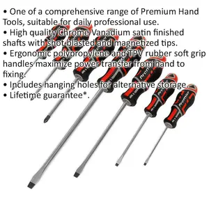 7 PACK Premium Soft Grip Screwdriver Set - Slotted & Phillips Various Sizes RED