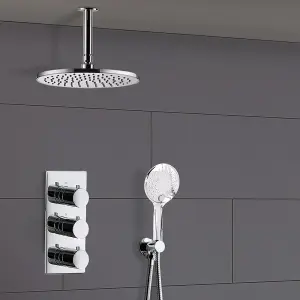 Nes Home Calla 2 Way Round Ceiling Thermostatic Concealed Bathroom Shower Set Mixer