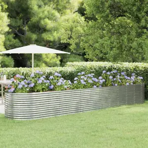 Berkfield Garden Planter Powder-coated Steel 507x100x68 cm Silver