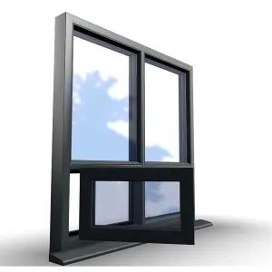 995mm(W) x 945mm(H) Aluminium Flush Casement Window - 1 Botttom Opening Window (Left) - Anthracite Internal & External