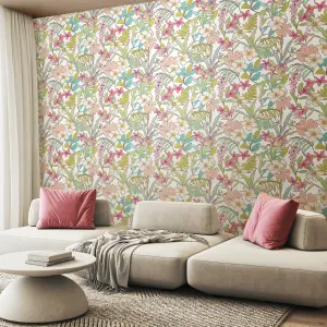 Hoopla Walls Oasis Apple & Rose Smooth Matt Wallpaper