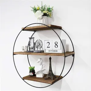 Unwind 3 Tier Circle Solid Wood Floating Shelf