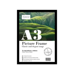 A3 Black Picture Frame Fits A3 (29.7 x 42cm - 11.7 x 16.5in) Poster, Photo, Artwork, or Print.