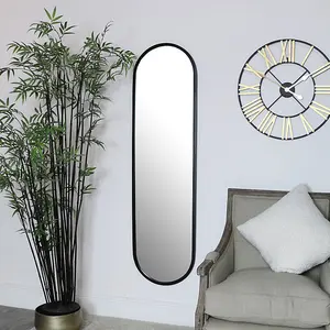 Melody Maison Large Black Oval Mirror 42cm x 156cm