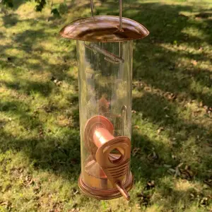 2 x Copper Style Hanging Bird Seed Feeders with 2 Feeding Ports