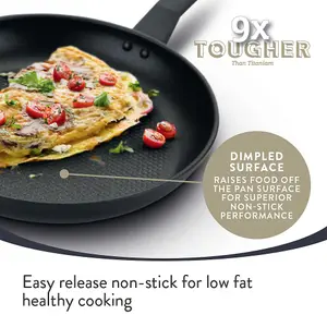 Prestige 9 X Tougher Black Round Aluminium Induction Suitable Dishwasher Safe Non-Stick Frying Pan Set Triple Pack