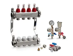 Fastwarm 4 Port Manifold including Isolation + Fill/Drain Valves