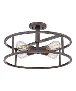 Elstead New Harbor 4 Light Semi Flush Ceiling Light Western Bronze, E27