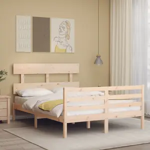 Berkfield Bed Frame with Headboard 140x200 cm Solid Wood