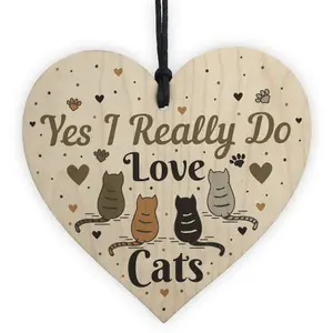 Red Ocean Funny Cat Sign For Home Wooden Heart Friendship Gift Pet Lover Plaque Keepsake