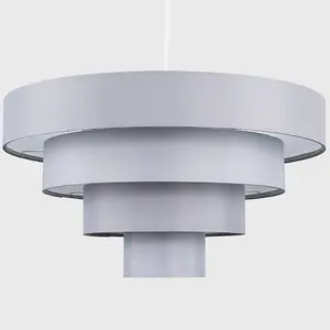 ValueLights Nevada Modern 4 Tier Grey Fabric Ceiling Pendant Light Shade