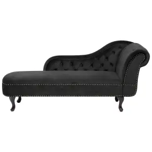 Right Hand Chaise Lounge Velvet Black NIMES