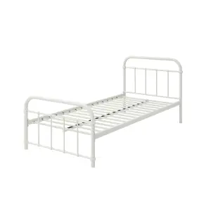 Tewin Vintage Hospital Style White Single Metal Bed Frame