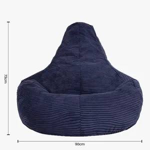 icon Dalton Corduroy Bean Bag Chair & Pouffe Navy Blue Recliner Bean Bags