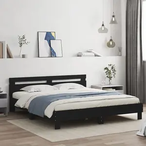 Berkfield Bed Frame without Mattress Black 180x200 cm Super King