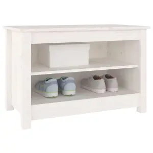 Berkfield Shoe Bench White 70x38x45.5 cm Solid Wood Pine