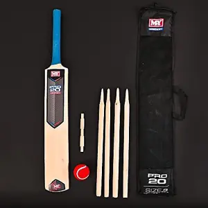 7 Piece Junior Cricket Set - including Wooden cricket Bat, cricket Stumps & Soft Ball in Carry Bag