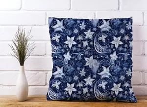 Paisley Christmas Stars Blue Cushions 60cm x 60cm