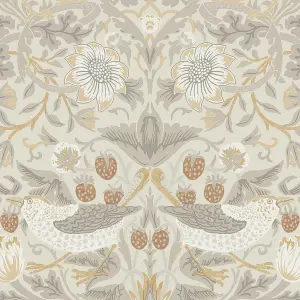 William Morris Powdered Neutral Strawberry Thief Smooth Wallpaper